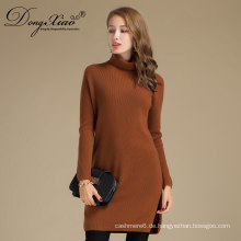 Innere Mongolei Ordos Frauen 100% Cashmere High Neck Kleid, reine Kaschmir-Pullover, Pullover Kleid